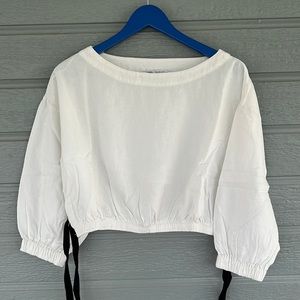 ZARA crop top long sleeves, black laces